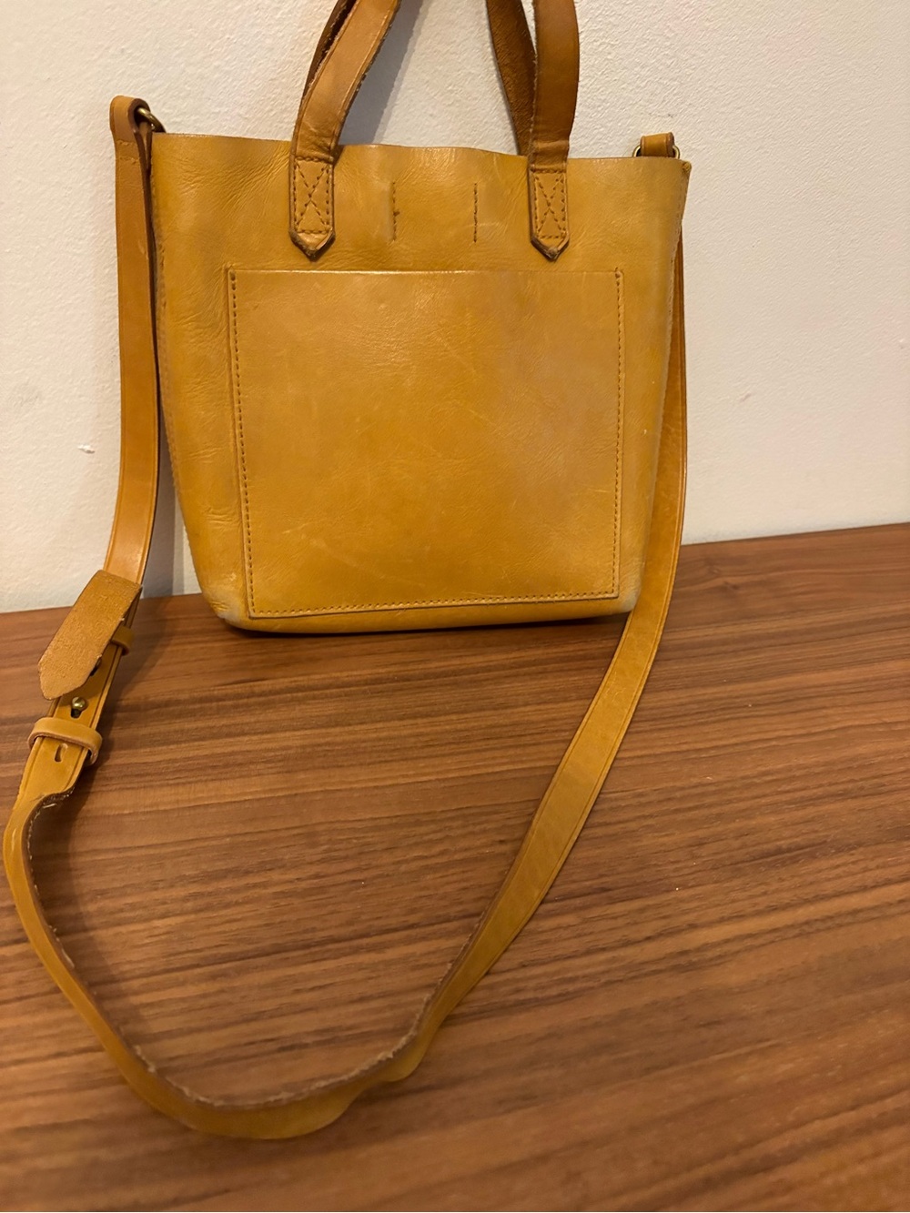 Madewell Mustard Yellow Mini Leather Crossbody Tote